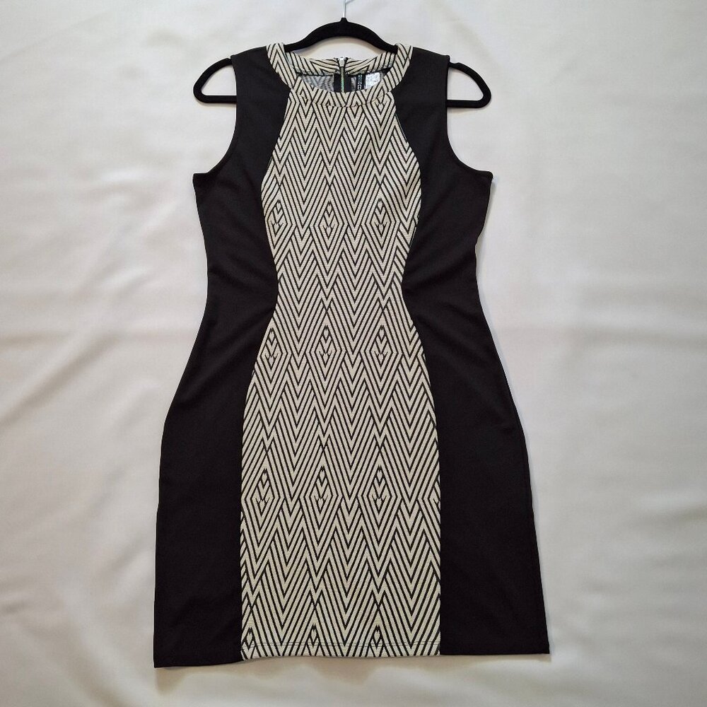 Divided H&M Color Block Bodycon Dress Size 14 Chrome Back Zipper Sleeveless